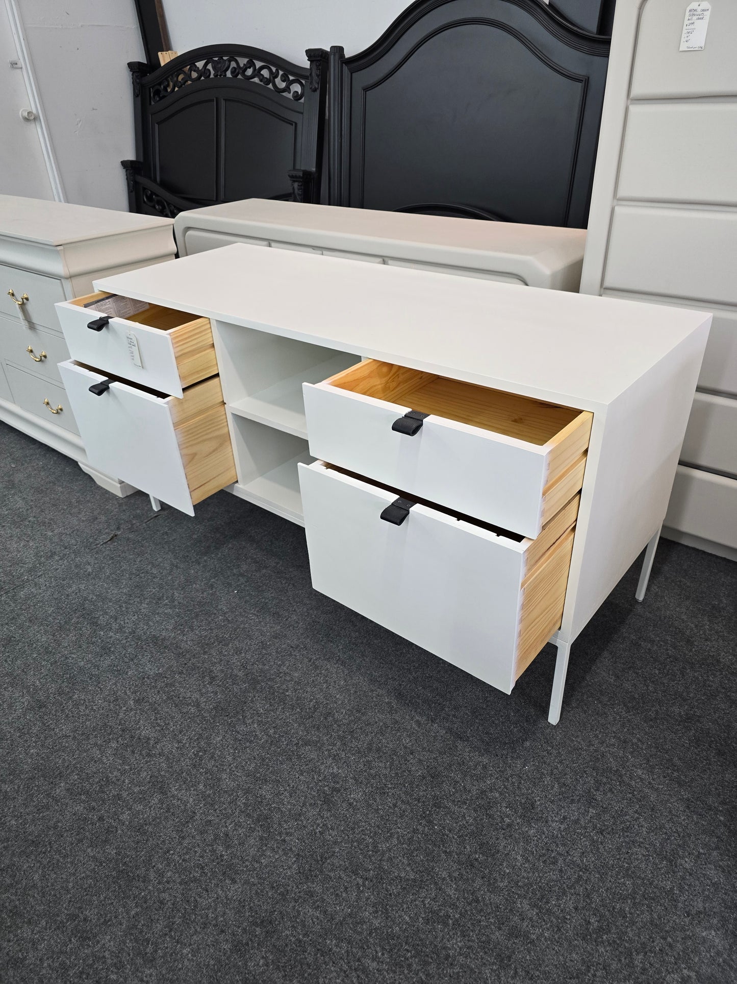 Solid wood off white TV stand