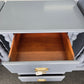 2 gray lacquered nightstands