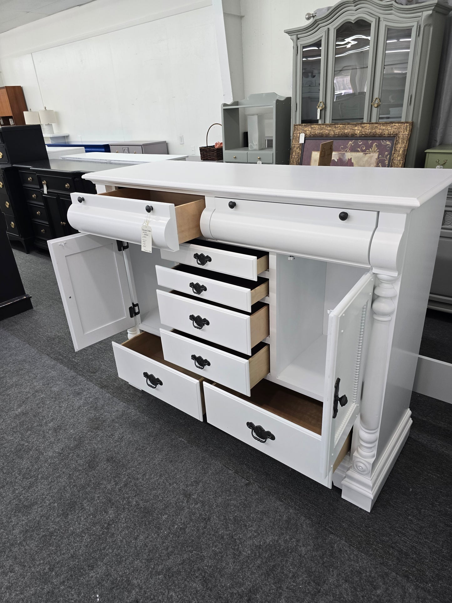 8 drawers 2 doors white  dresser