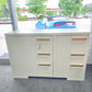 Non symmetrical cream lacquered 6 drawers dresser