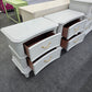 Kathy Ireland gray rattan pair of nightstands