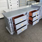 2 gray lacquered nightstands