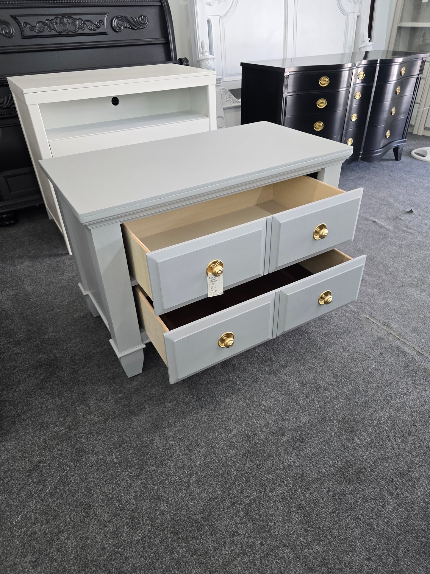 Gray 2 drawers small dresser