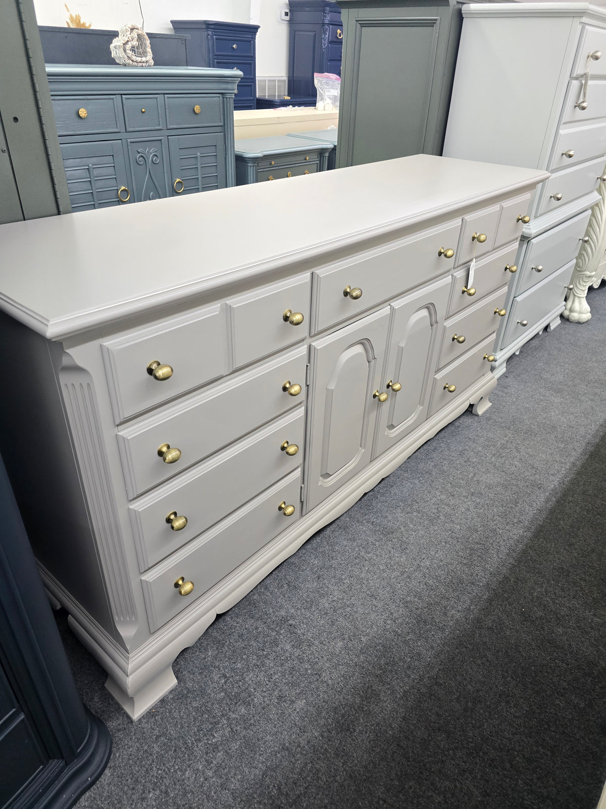 12 drawers gray long dresser