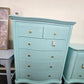 Solid wood blue Lacquered curved chest