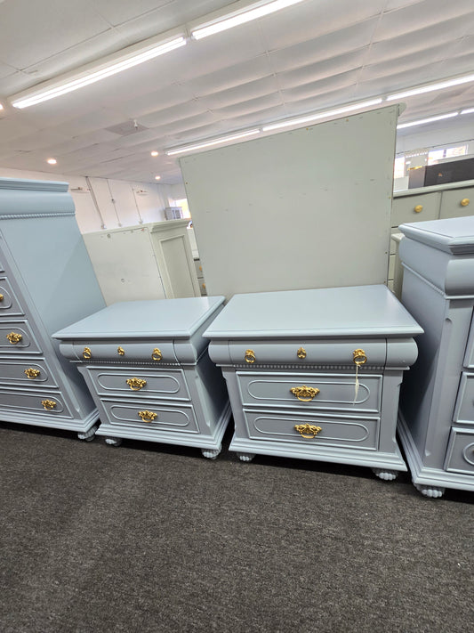 Solid wood cute blue 2 nightstands