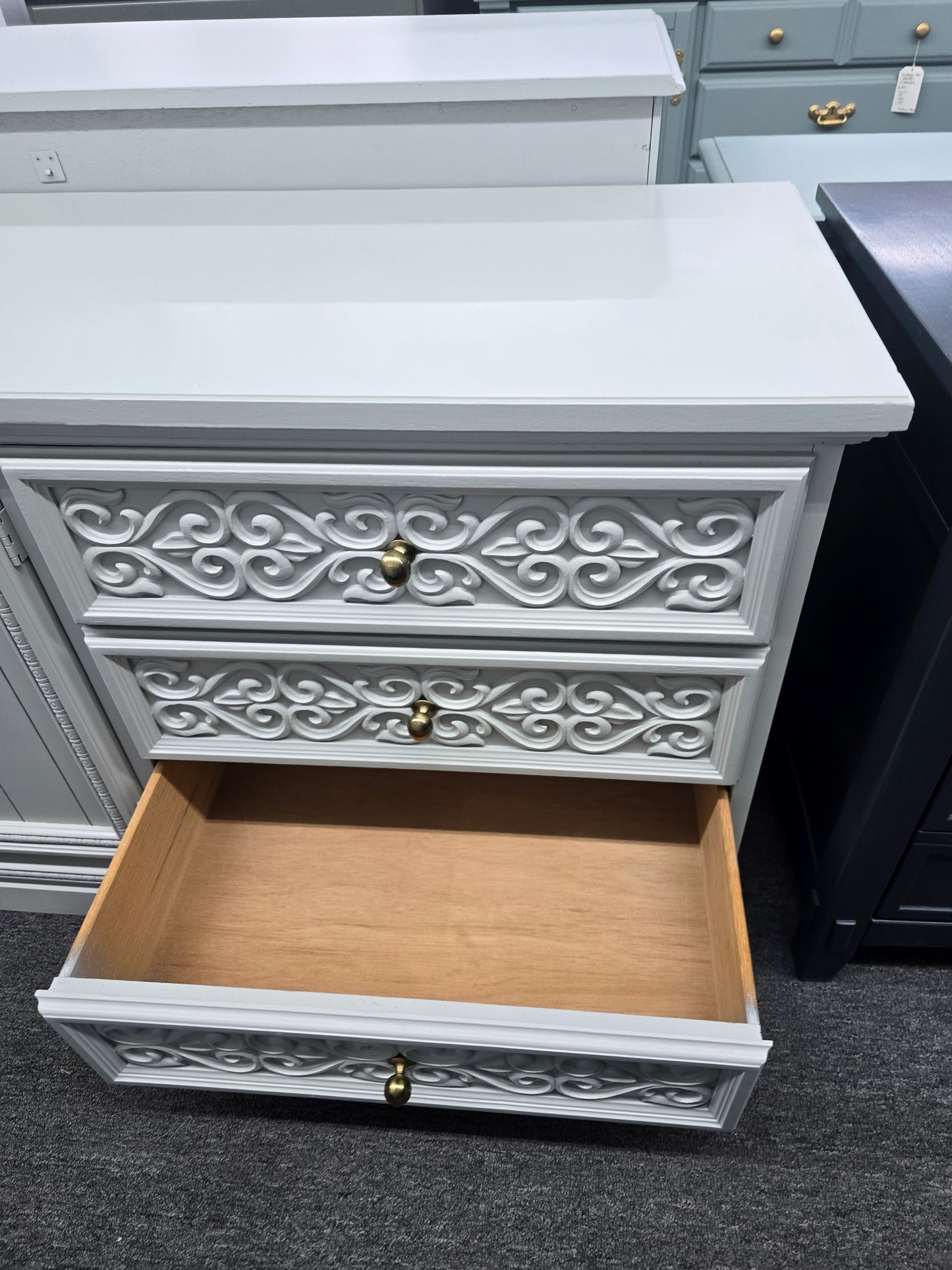 Vintage gray long dresser