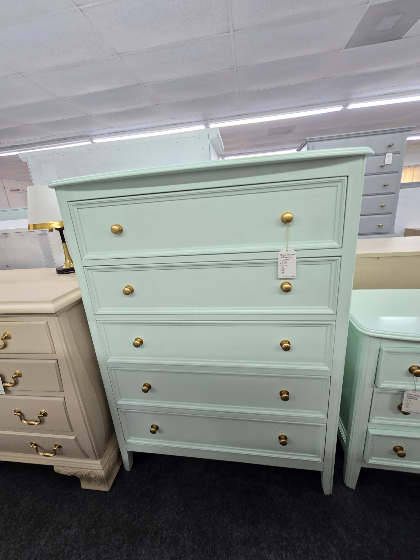 Minty green super cute chest of drawers