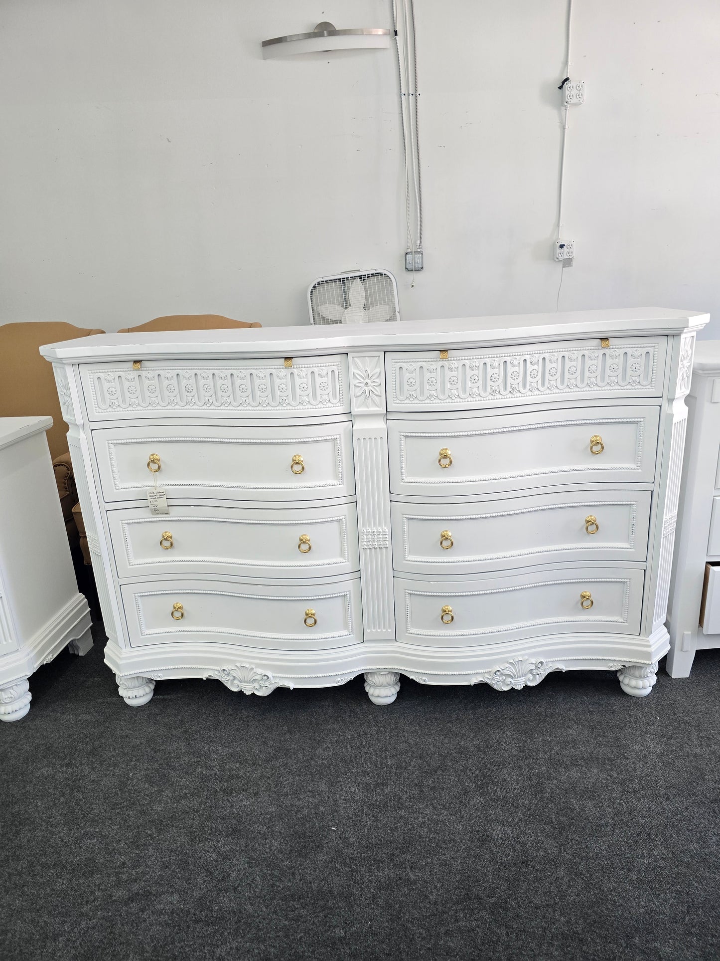 Gorgeous white Distressed lacquered dresser