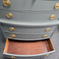 Solid wood bowfront gray greenish chest