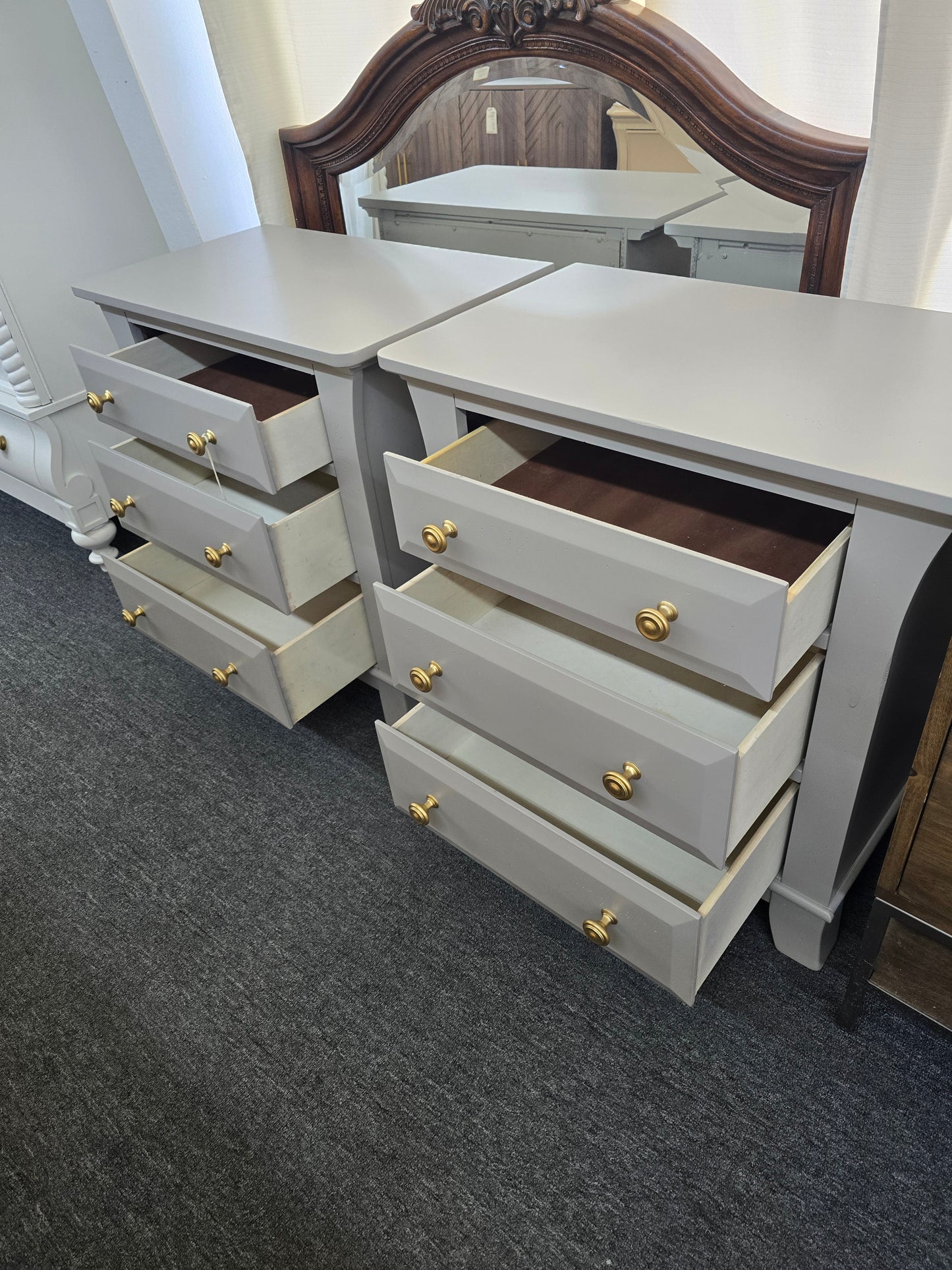 Pair of nightstands light gray colored
