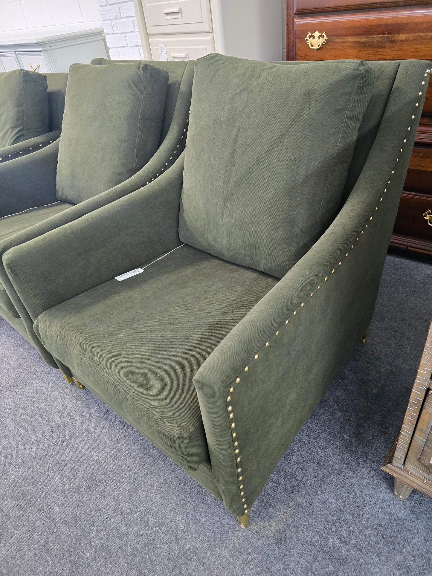 Olive green re upholstered chair