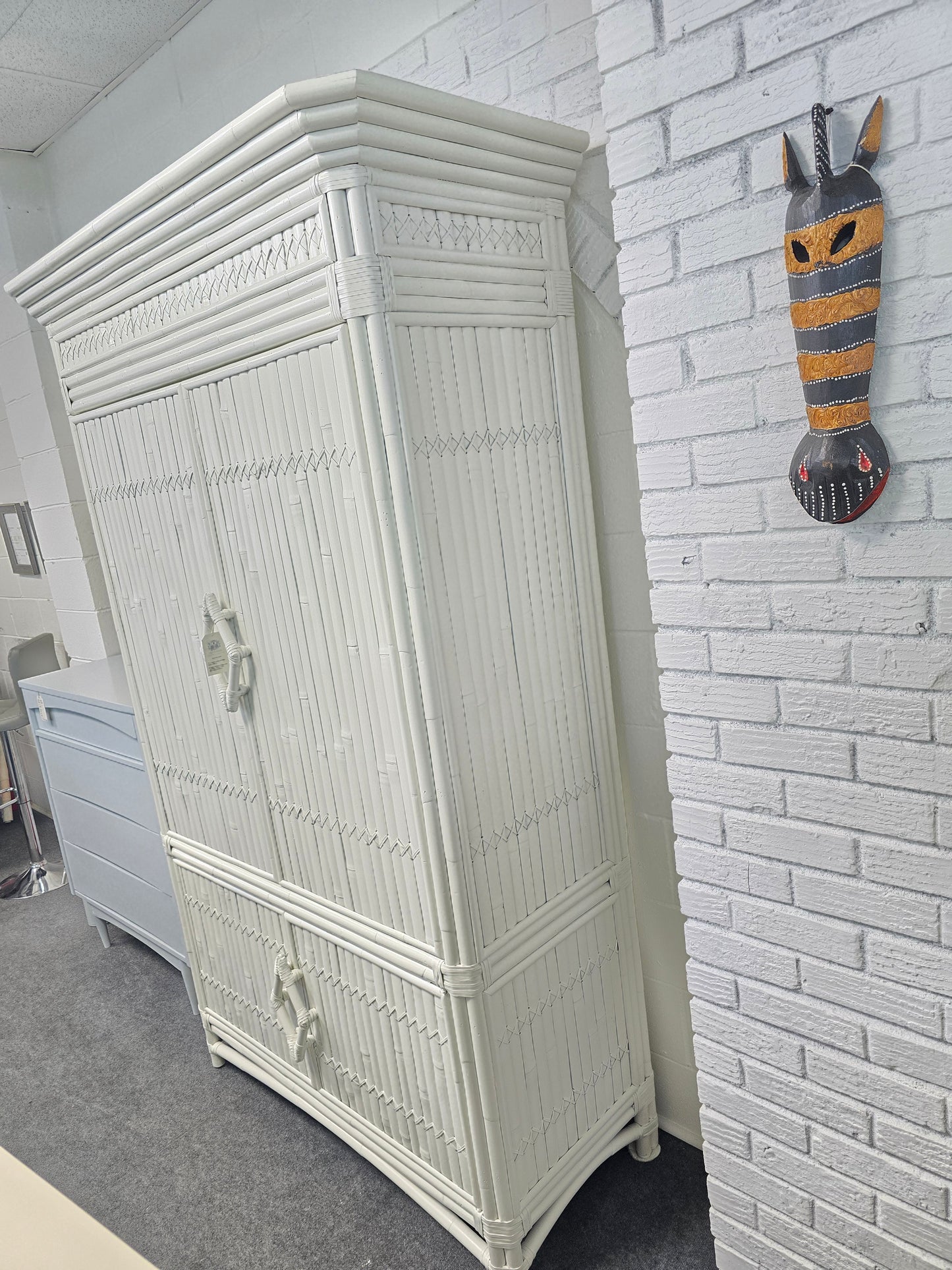 Gorgeous bamboo lacquered alabaster armoire