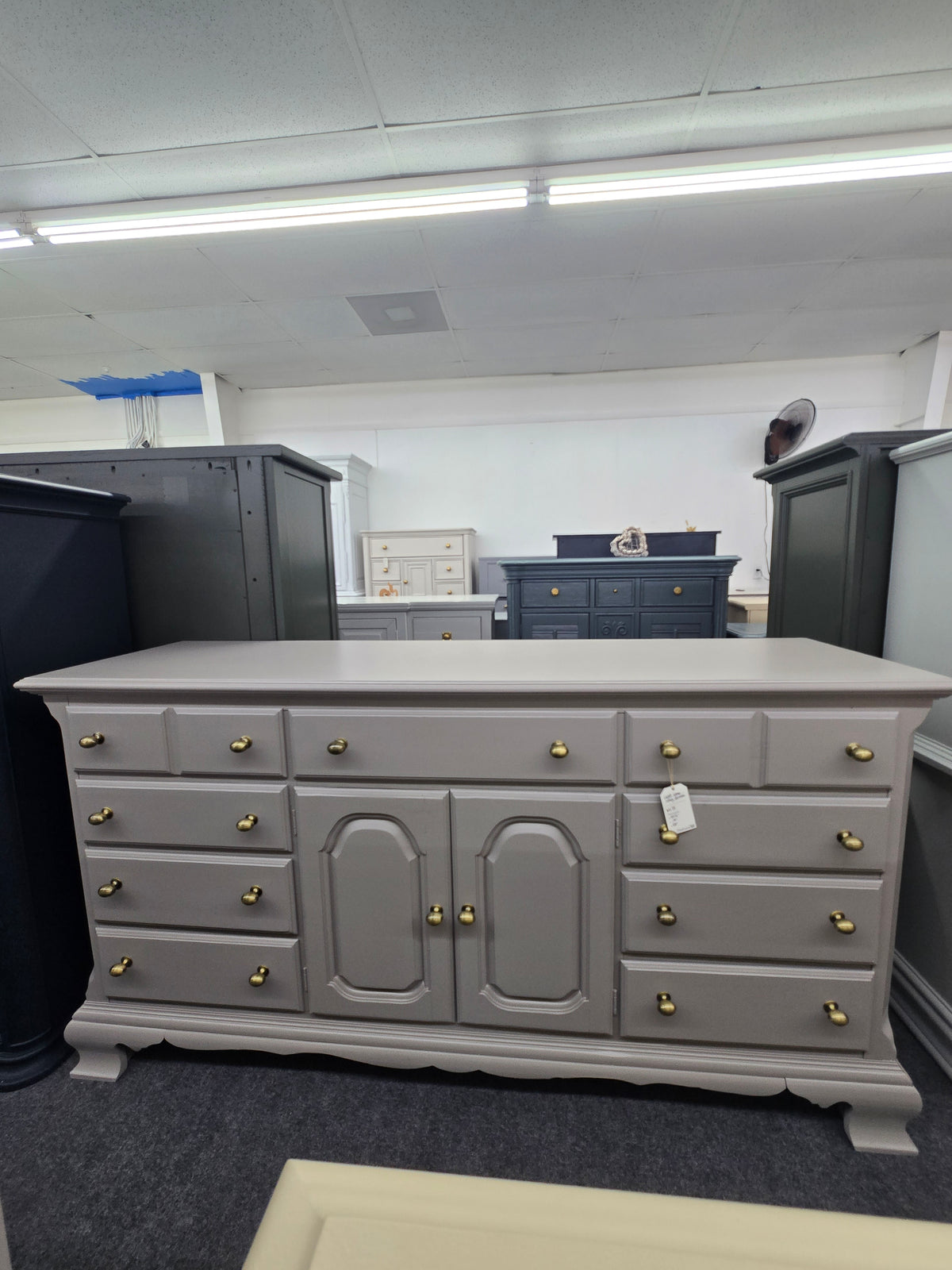 12 drawers gray long dresser