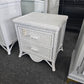 White lacquered bamboo & rattan nightstand