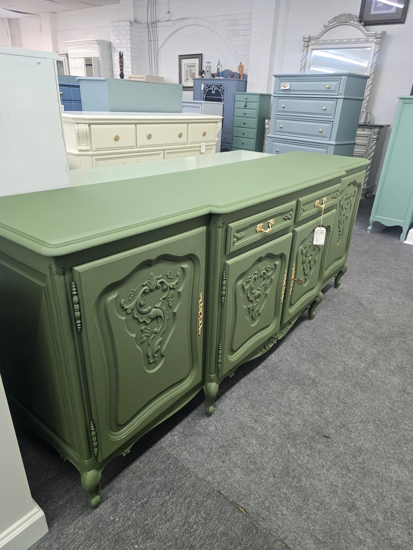 Solid wood french provincial green cabinet