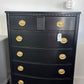 Solid wood bowfront black lacquered chest
