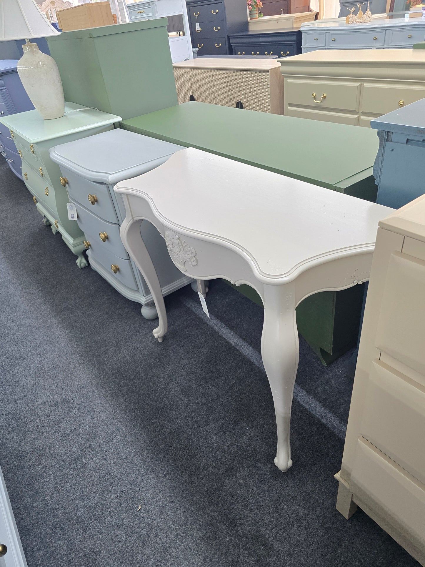 Cream lacquered side table