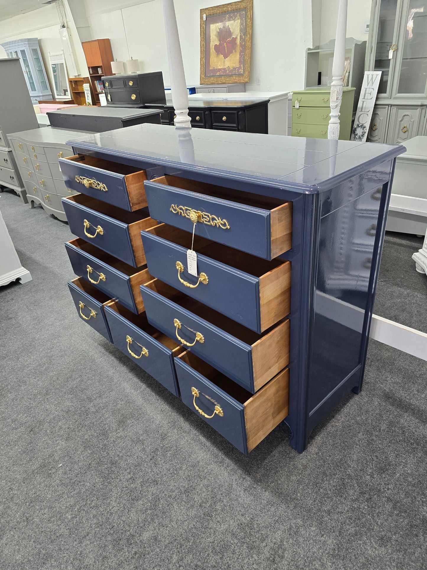 Hickory navy lacquered dresser