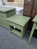 Wicker and rattan green nightstand