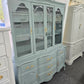 Solid wood teal french provincial china caninet