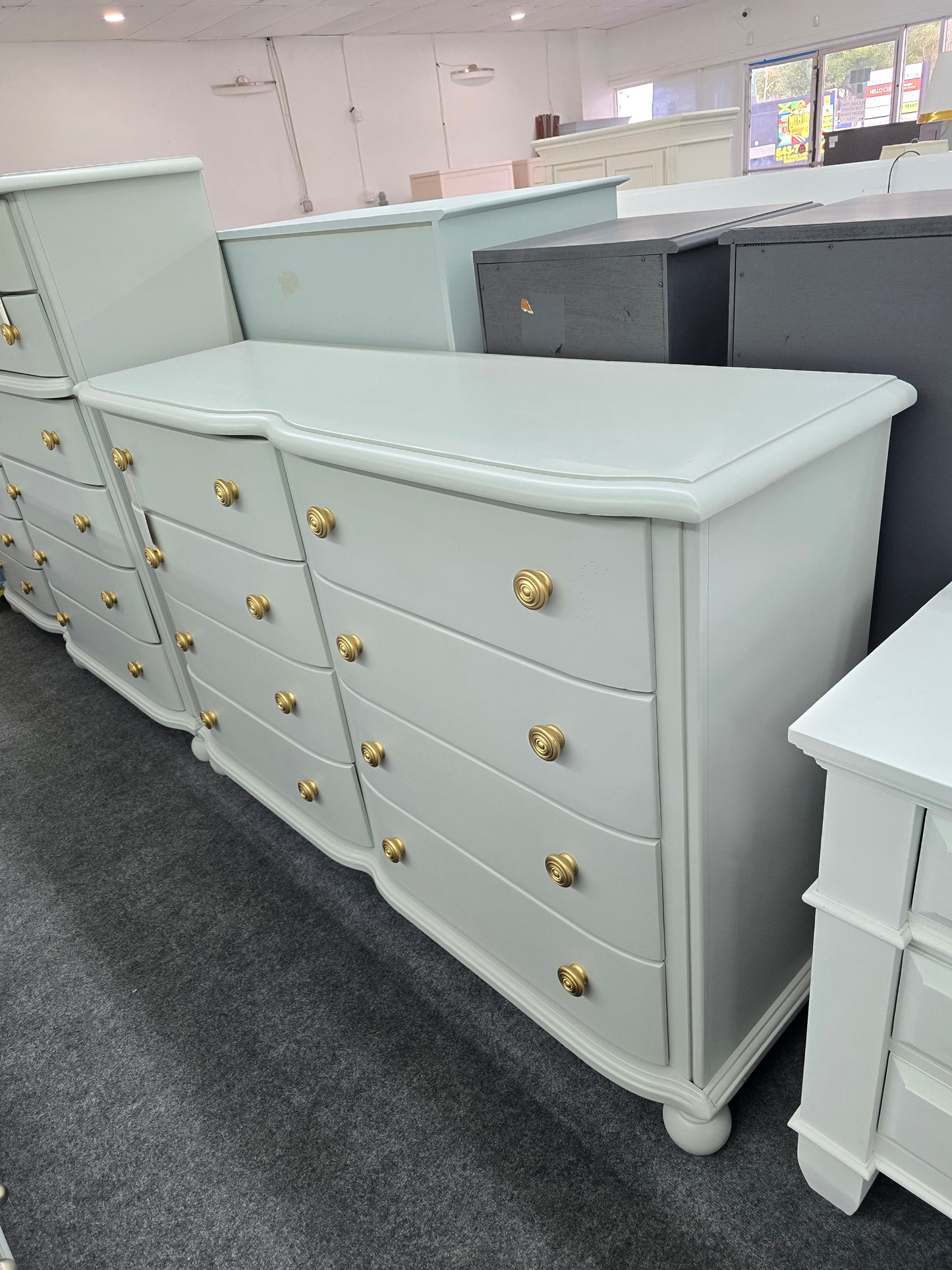 8 drawers gray dresser - solid wood