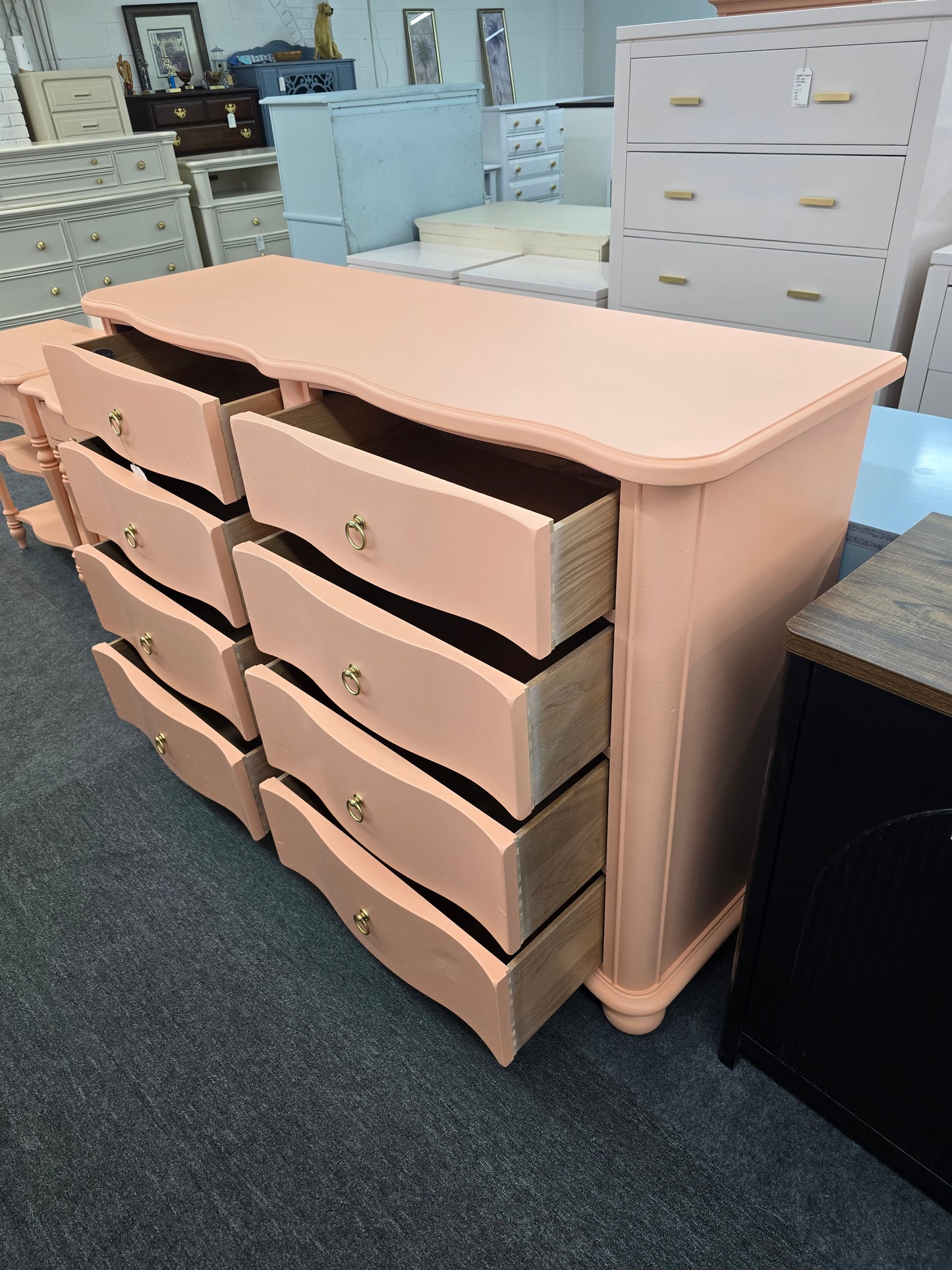 Stanley soft orange lacquered dresser