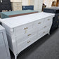 Solid wood and rattan white dresser