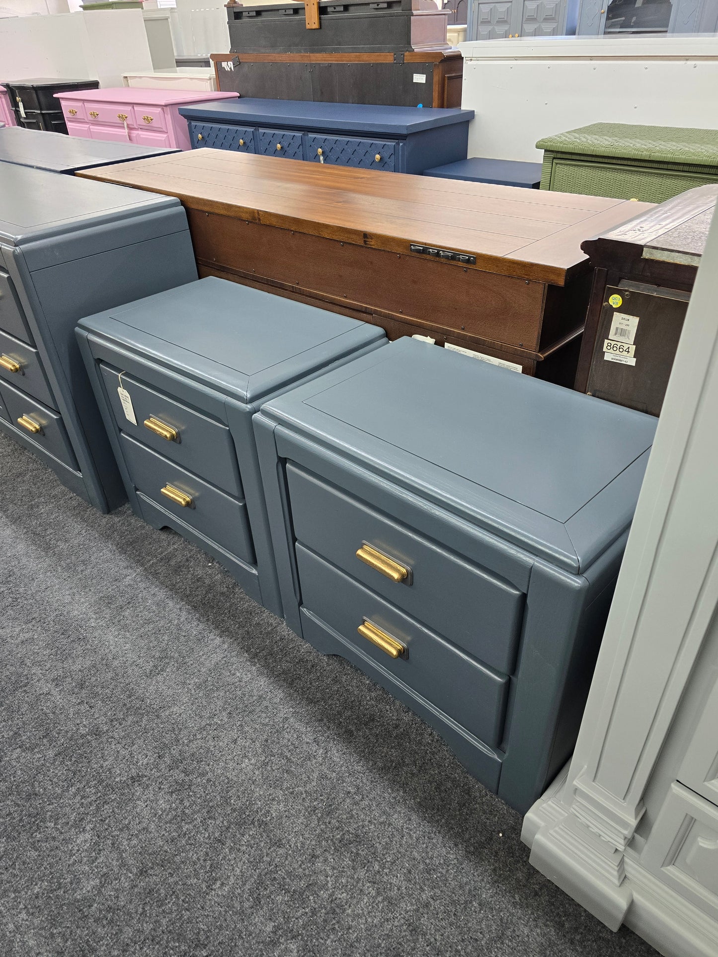 Pair of gray nightstands