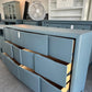Dark blue layered 6 drawers dresser