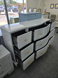 Light blue Lacquered 9 drawers dresser