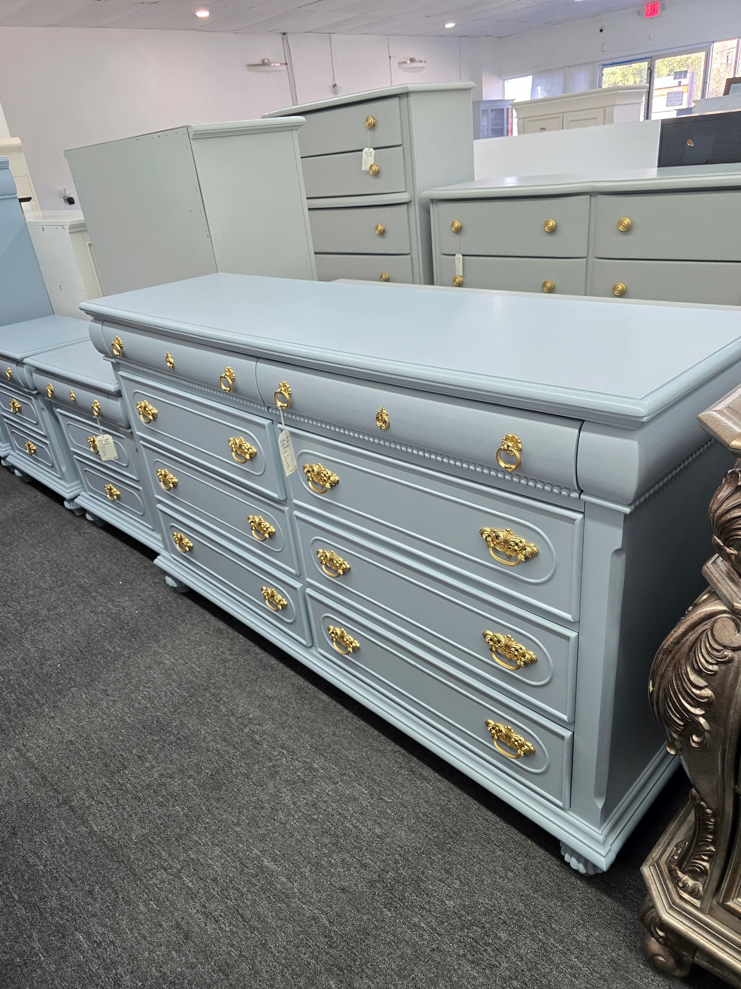 Solid wood cute blue dresser