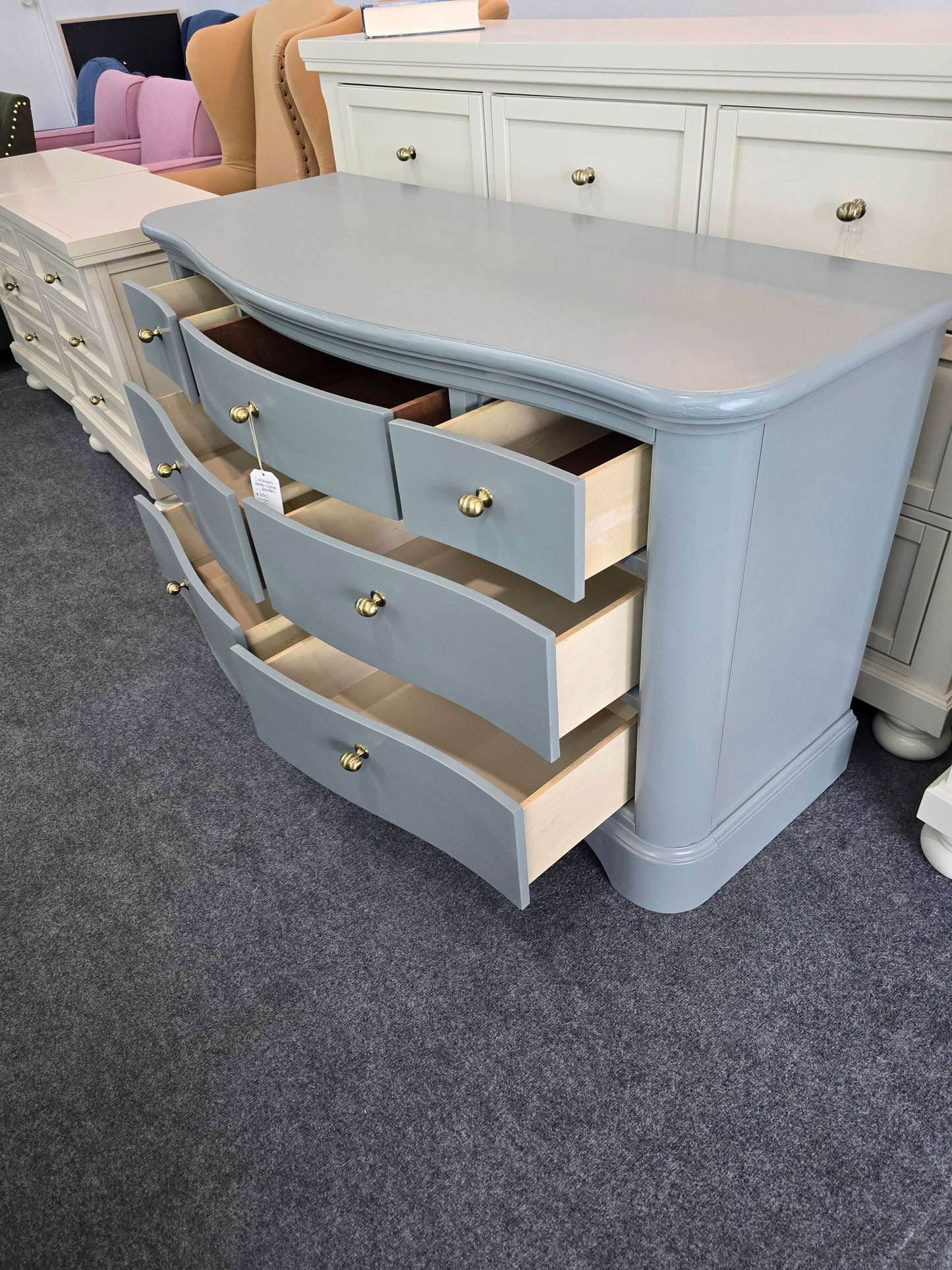 7 drawers green gray dresser