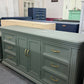Pewter green carved long dresser