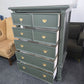 5 drawers green lacquered chest