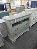Minty green lacquered Havertys dresser/stand