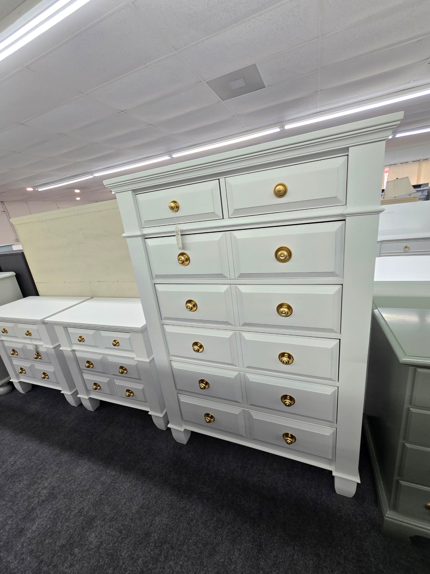 Solid wood white tall chest