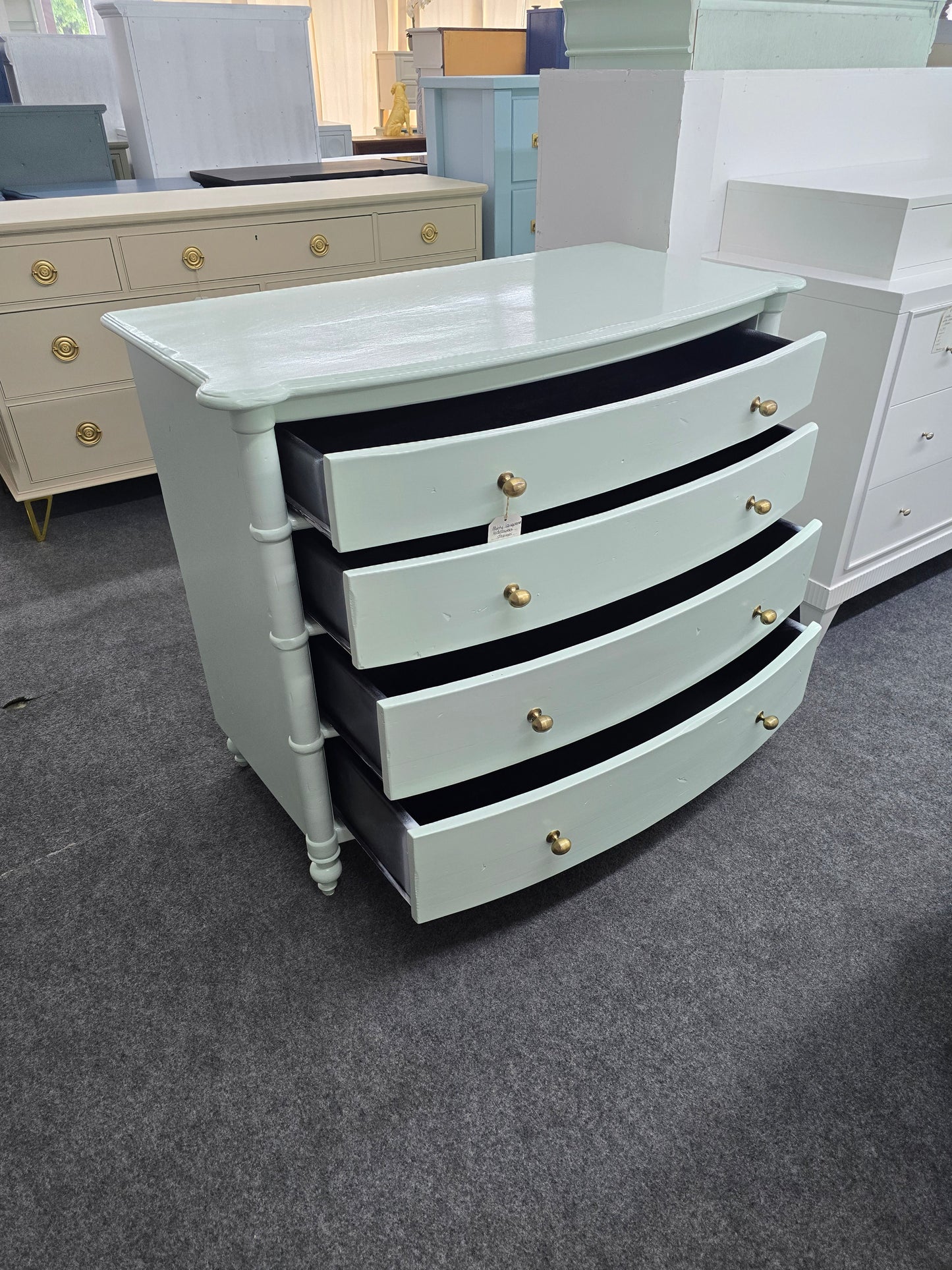 Cute minty green solid wood bowfront dresser