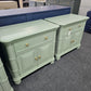 Havertys green bamboo nightstands set