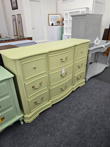 9 drawers avocado green dresser