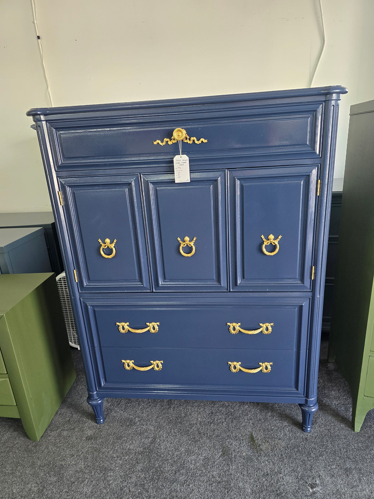 Henredon navy blue Lacquered chest