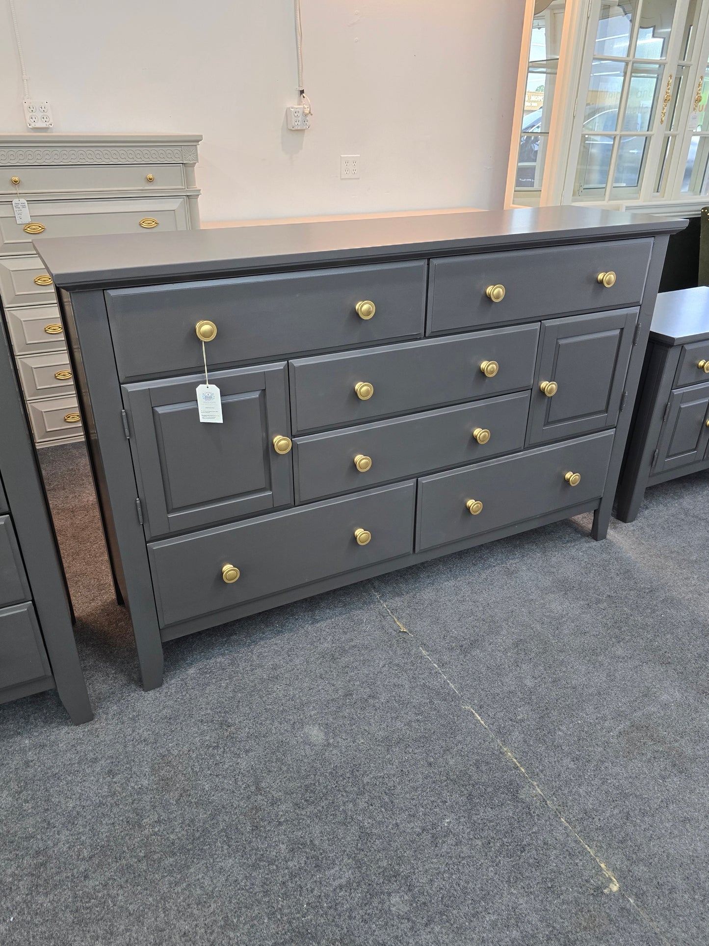 Graphite 6 drawers 2 doors big dresser