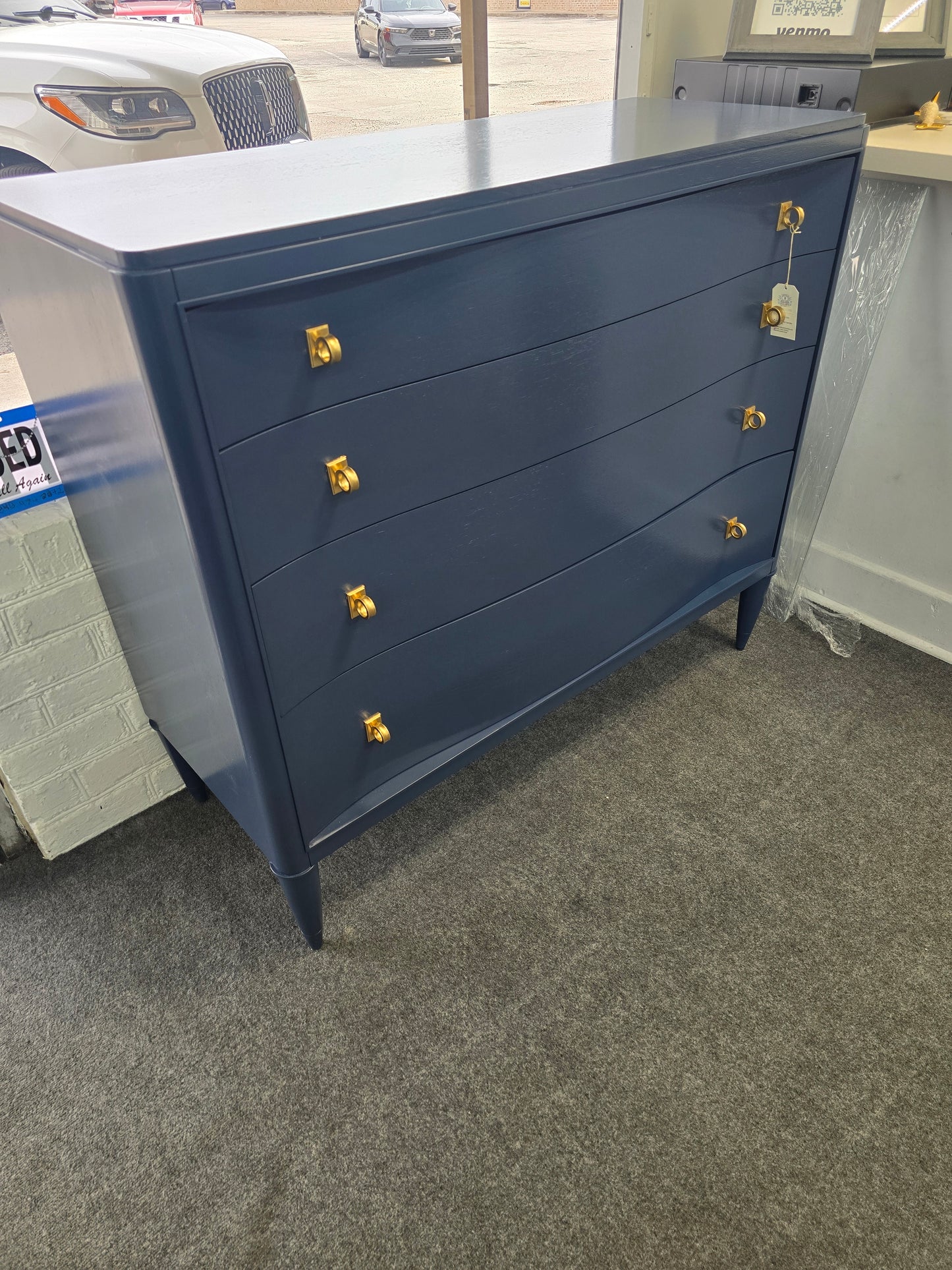 AD Modern dark blue Lacquered dresser