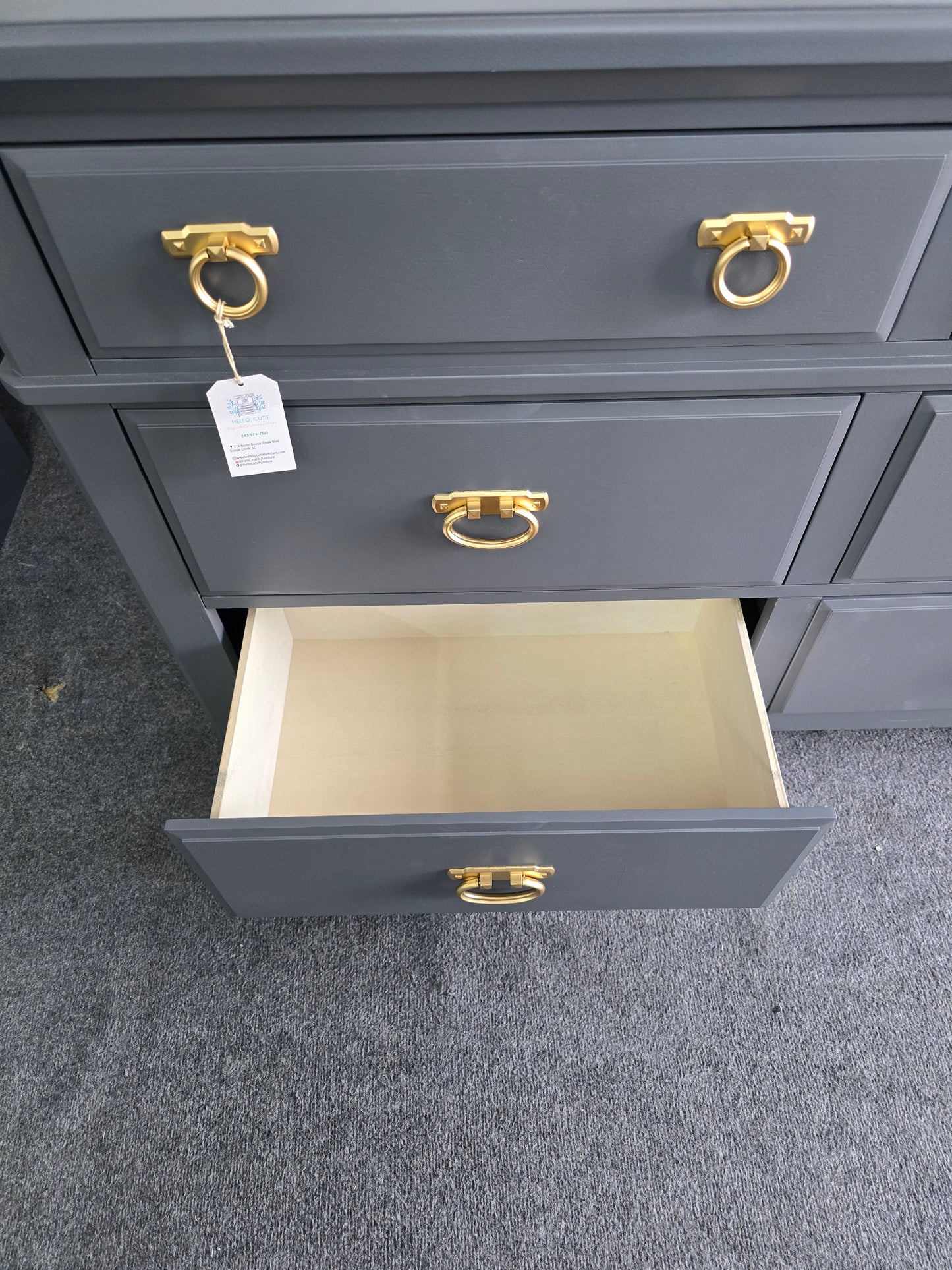 Dark Gray 6 drawers dresser