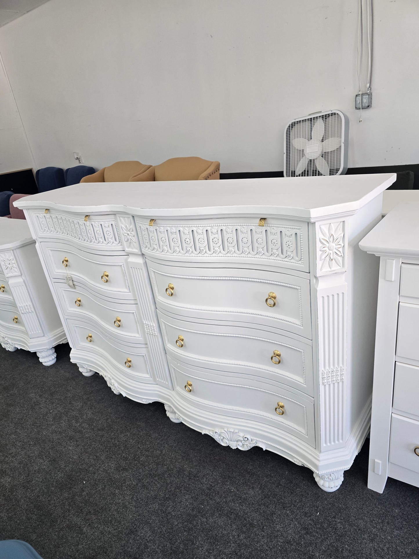 Gorgeous white Distressed lacquered dresser