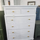 Solid wood 6 drawers tall white Distressed chest