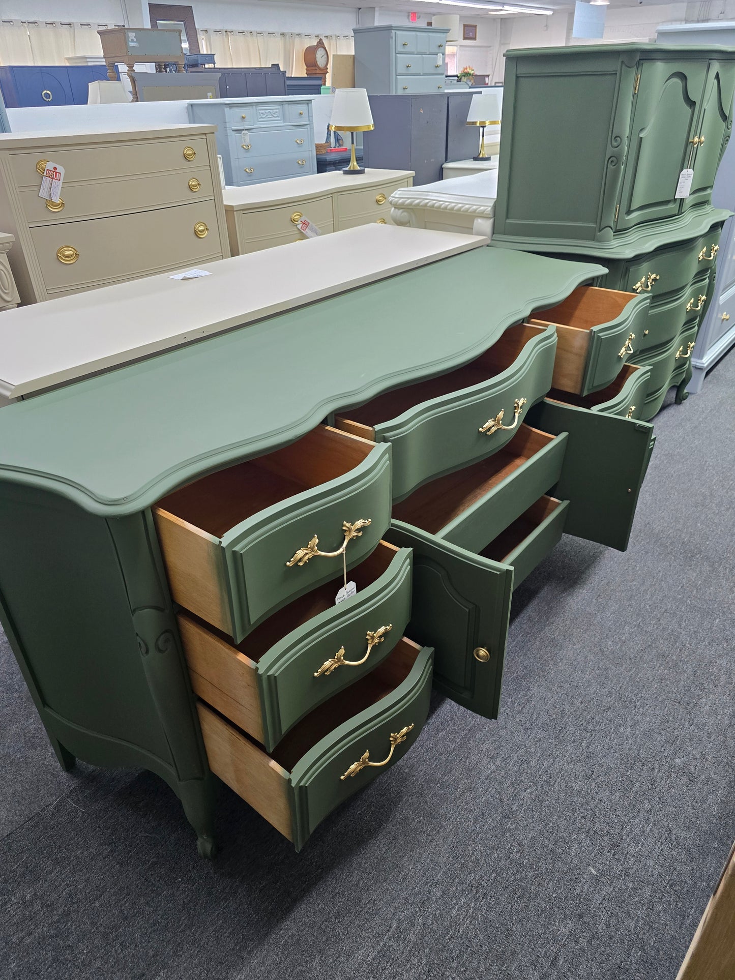 Secret garden green french provincial dresser