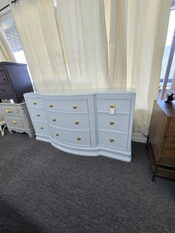 Light blue lacquer 9 drawers dresser