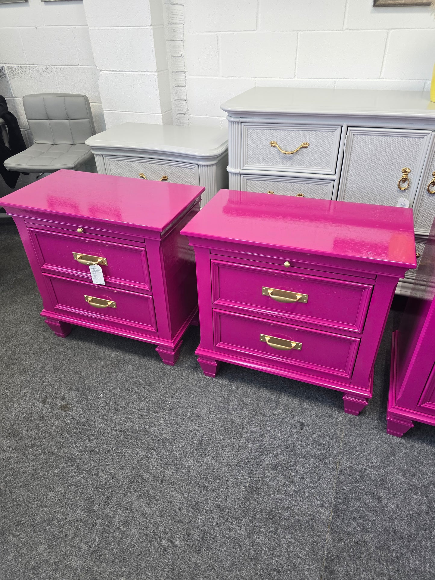 Gorgeous lacquered pair of nightstands