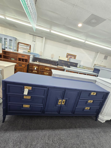 Stanley navy blue bamboo dresser